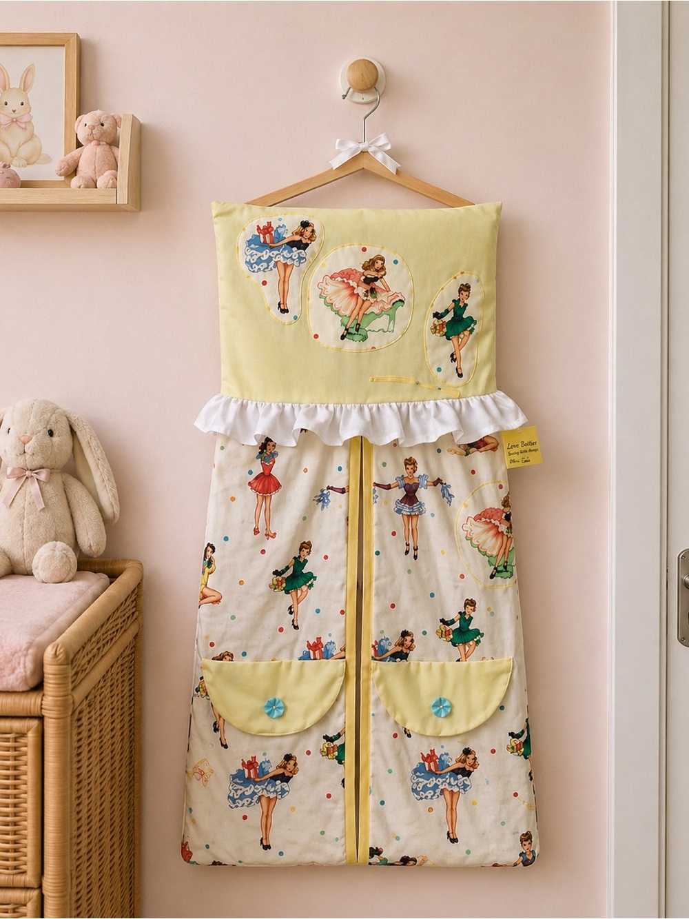 TENDER LIVING CARE by Mary - Diaper Stacker-Vintage pin up Hanging Organizer